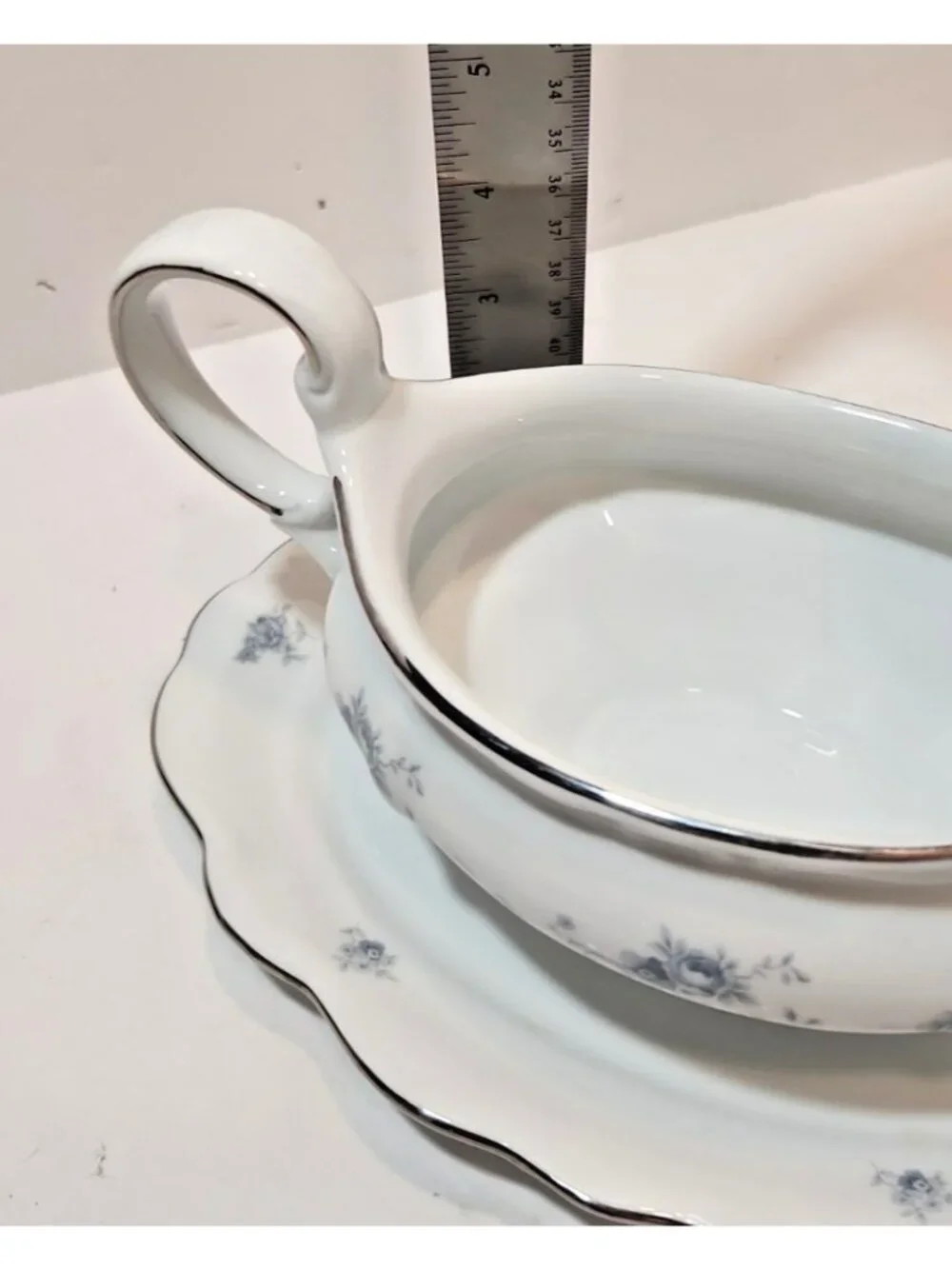 Vtg Johann Haviland Blue Garland China Bavaria Backstamp Gravy Boat w/Underplate